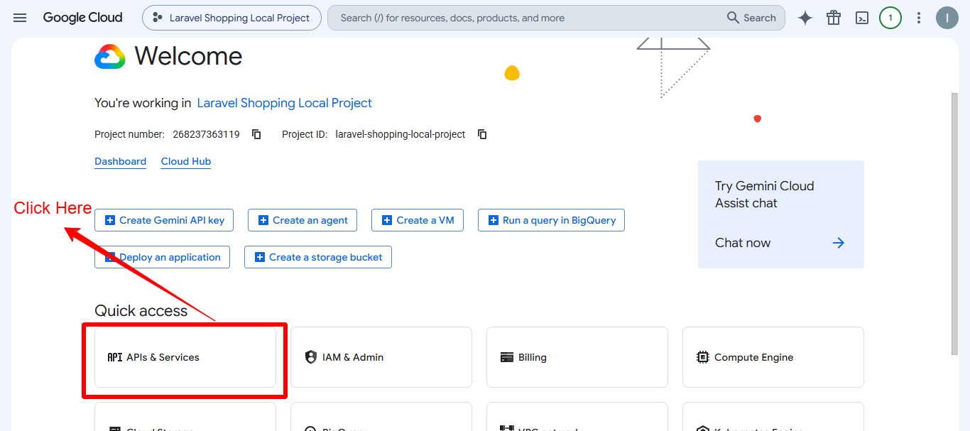 APIs and Services in Google Cloud Console for Laravel Google Login