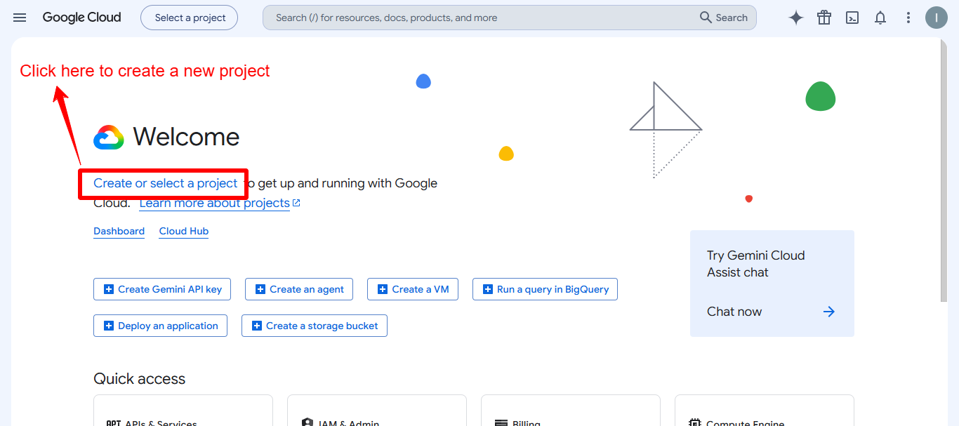 Create a new project in Google Cloud Console for Laravel Google Login